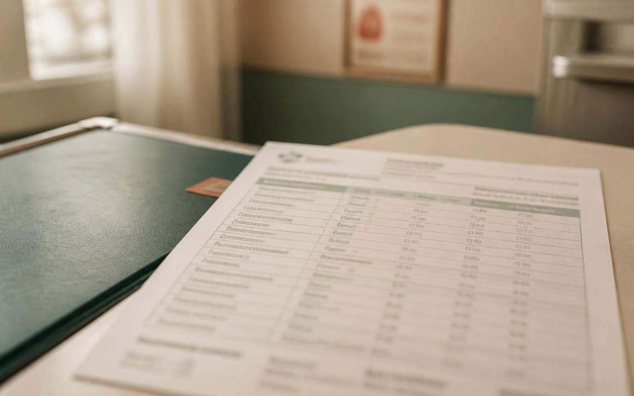 Illustrative close-up of a printed medical report with an unreadable chart